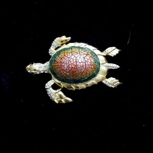Vintage signed SJ Sea Turtle brooch